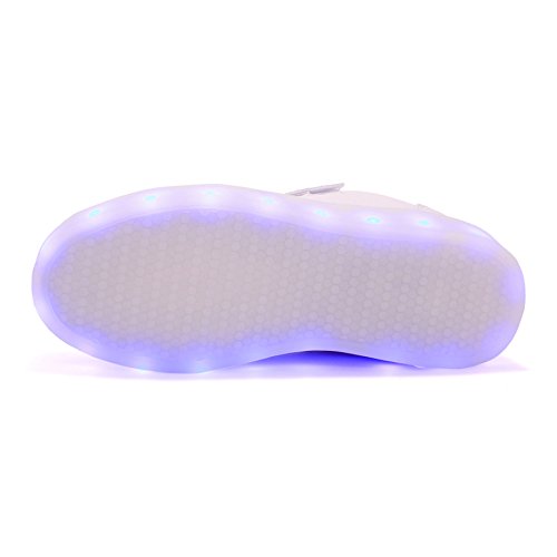 Voovix Unisex-Kinder Licht Schuhe mit Fernbedienung Led Leuchtende Blinkende Low-top Sneaker USB Aufladen Shoes für Mädchen und Jungen(Weiß,EU37/CN37) - 5