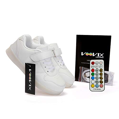 Voovix Unisex-Kinder Licht Schuhe mit Fernbedienung Led Leuchtende Blinkende Low-top Sneaker USB Aufladen Shoes für Mädchen und Jungen(Weiß,EU37/CN37) - 6