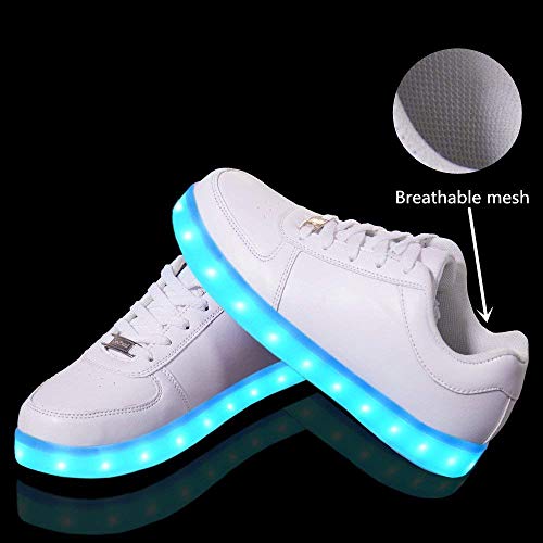 LeKuni Unisex LED Schuhe Leuchtschuhe 2021 Verbesserung 7 Farbe Blinkende Leuchtende Light up Low Top Sneakers(Weiß,38) - 3