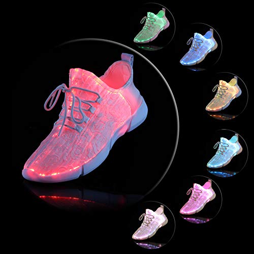 Shinmax LED Schuhe CE-Zertifikat, 7 Farbe USB Aufladen LED Leuchtend Sport Schuhe Sportschuhe LED Sneaker Turnschuhe für Unisex-Erwachsene Herren Damen - 2