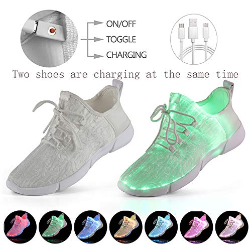 Shinmax LED Schuhe CE-Zertifikat, 7 Farbe USB Aufladen LED Leuchtend Sport Schuhe Sportschuhe LED Sneaker Turnschuhe für Unisex-Erwachsene Herren Damen - 8