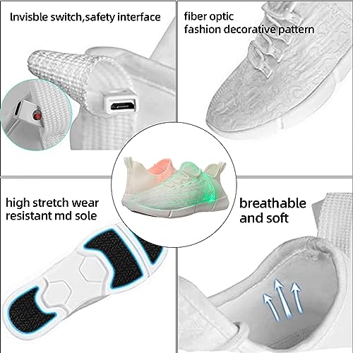 Fiber Optical Schuhe,LED Schuhe 7 Farben 4 Mods USB Wiederaufladbare Leuchten Schuhe Super Lightweight LED Sneaker für Männer und Frauen, Led Sneaker, 44 EU - 9