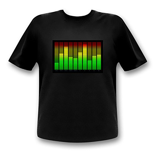 10-Kanal Equalizer T-Shirt Mann LED-Shirt Tshirt Leuchtshirt (xs)