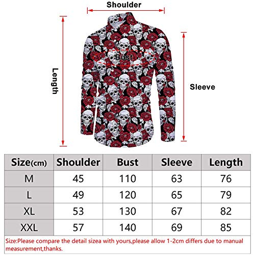 Fanient Herren Weihnachten Rentier Shirt Galaxy Langarm Button Down Xmas Shirts Weihnachtshemd Top Kostüm - 7