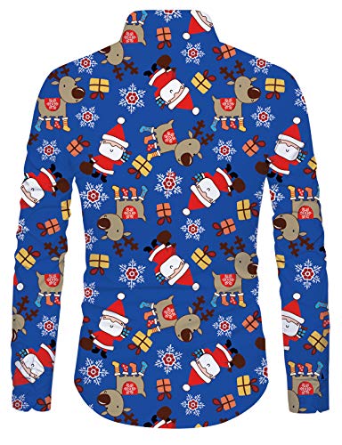 Fanient Weihnachtshemd Männer Langarm Shirts Weihnachten Shirt hässliches Kostüm Holiday Hawaii Shirt Button Down Xmas Shirts - 2