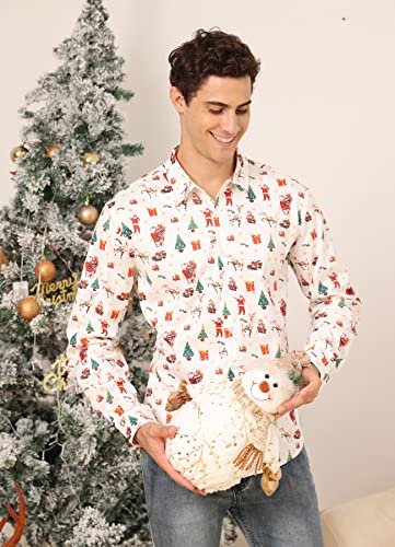 Fanient Herren Weihnachtshemd Lässige Button-Down-Shirts 3D Weihnachtsbaum Bedrucktes Slim Fit-Hemd Hässliches Hemd Xmas - 5