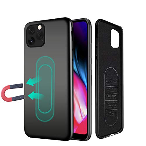 Haobuy Magnetische Hülle für iPhone 11 Pro,Schlanke Handyhülle mit Eingebauter Metal Plate für Magnet KFZ Autohalterung,für iPhone 11 Pro 5.8 Zoll - Schwarz