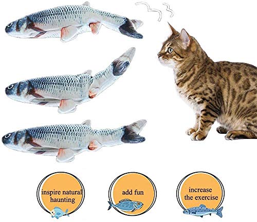 BTkviseQat Katzenspielzeug Elektrische Fische Katzenspielzeug mit Katzenminze, Simulation Elektrisch Spielzeug Fisch mit USB Charge, Kauen Spielzeug für Katze zu Spielen, Beißen, Kauen - 2