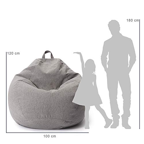 Lumaland Comfort Line XXL Sitzsack Indoor – 100x120x50 cm – extrem weich und robust – Bodenkissen, Bean Bag Chair – 315 L – EPS Perlen Füllung – ideal für Kinder und Erwachsene – Hellgrau - 3