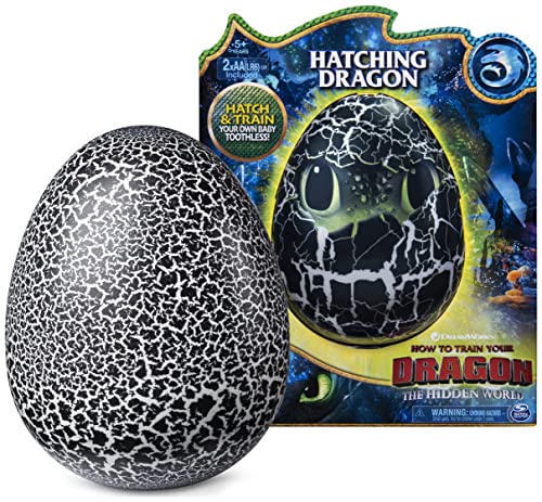 Dragons 6046183 - Ohnezahn Babydrachen Ei, Hatching Dragon, Ohnezahn zum Ausbrüten, Soundeffekte, Kopf - und Bauchsensoren, interaktiv