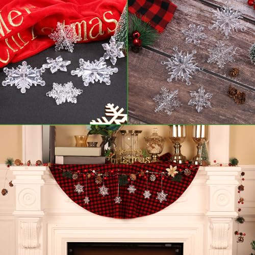 35 Stück Klare Acryl Kristall Schneeflocken Ornamente Weihnachtsbaum Anhänger DIY Weihnachten Dekoration (Klar) - 7