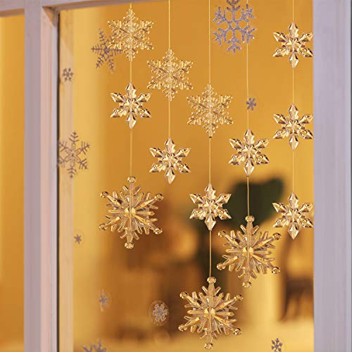 35 Stück Klare Acryl Kristall Schneeflocken Ornamente Weihnachtsbaum Anhänger DIY Weihnachten Dekoration (Klar) - 8