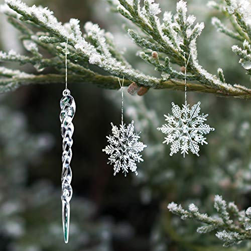 Naler 30-teilig Schneeflocken Eiszapfen Weihnachtsdeko Christbaumschmuck aus Acryl für Weihnachten Winter Dekoration