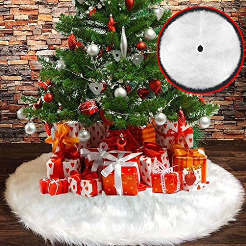 BLAZOR Baumdecke Weihnachtsbaum Decke, 122cm Weihnachtsbaumdecke Runde Form Schneeflocke Weiß Plüsch Christbaumständer Teppich für