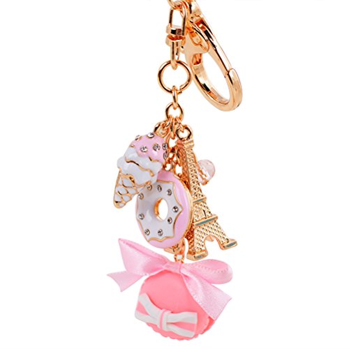 BESTOYARD Kuchen Dessert EIS Eiffelturm Bowknot Anhänger Keychain Tasche Geldbörse Schlüsselanhänger (Pink)