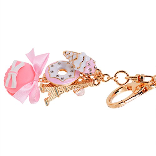 BESTOYARD Kuchen Dessert EIS Eiffelturm Bowknot Anhänger Keychain Tasche Geldbörse Schlüsselanhänger (Pink) - 3