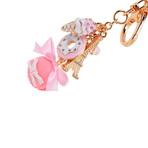 BESTOYARD Kuchen Dessert EIS Eiffelturm Bowknot Anhänger Keychain Tasche Geldbörse Schlüsselanhänger (Pink) - 5