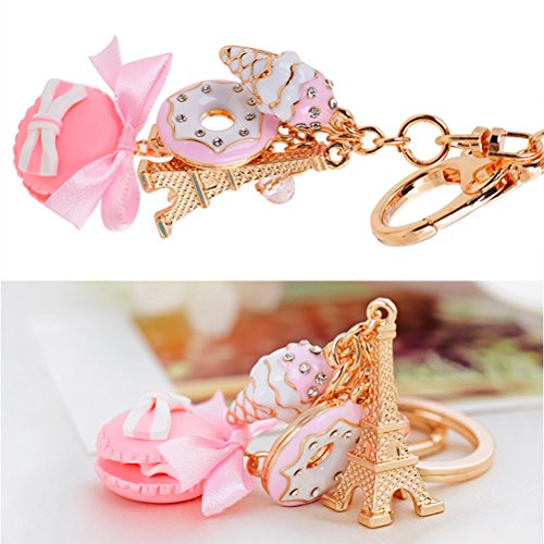 BESTOYARD Kuchen Dessert EIS Eiffelturm Bowknot Anhänger Keychain Tasche Geldbörse Schlüsselanhänger (Pink) - 6