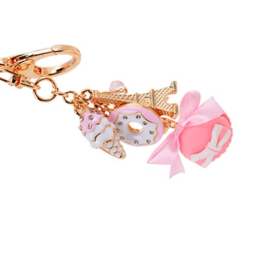 BESTOYARD Kuchen Dessert EIS Eiffelturm Bowknot Anhänger Keychain Tasche Geldbörse Schlüsselanhänger (Pink) - 7