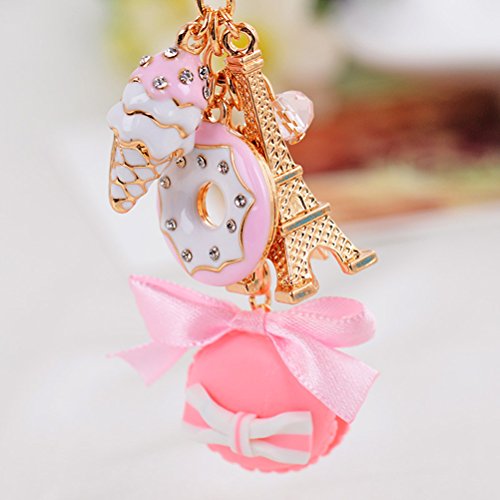 BESTOYARD Kuchen Dessert EIS Eiffelturm Bowknot Anhänger Keychain Tasche Geldbörse Schlüsselanhänger (Pink) - 8