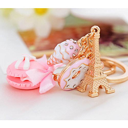 BESTOYARD Kuchen Dessert EIS Eiffelturm Bowknot Anhänger Keychain Tasche Geldbörse Schlüsselanhänger (Pink) - 9