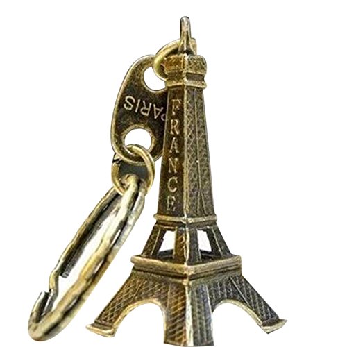 WUSIKY Damen/Herren Schlüsselanhänger Cute Adornment 3D Eiffel Tower French Souvenir Paris Keychain Novelty Keychain Rucksack Taschen Deko Anhänger Geburtstagsgeschenk (Gold)