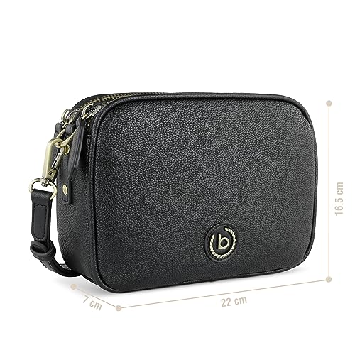 Bugatti Passione Handtasche Damen Klein – Kunstleder Tasche, Umhängetasche Damen Klein (Schwarz) - 2