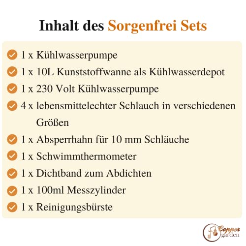 UNICOBRES Zubehörset für Destillen bis 3 Liter ❁ Kühlwasser-Set mit Pumpe ❁ für eine perfekte Destillation - 3