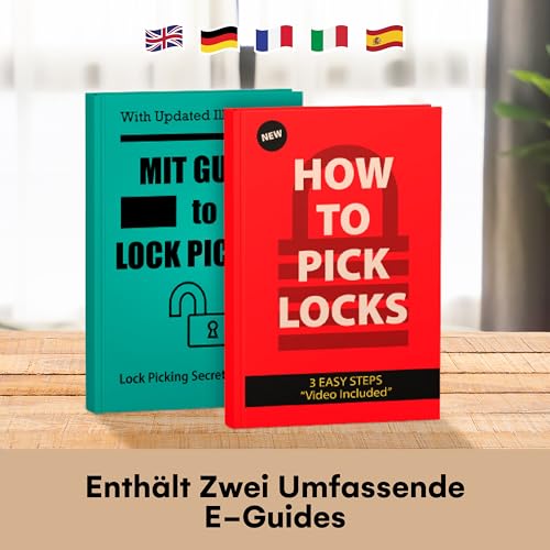 30-teiliges Lockpicking Set mit 3 Transparenten Übungsschlössern + Dietrich-Set in Kreditkartengröße von LockCowboy + Anleitung zum Schlossöffnen für Anfänger und Profis - 3