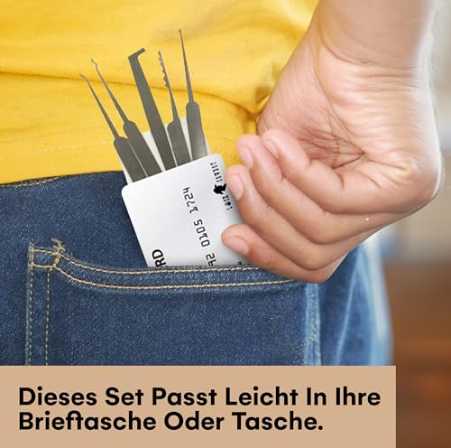 30-teiliges Lockpicking Set mit 3 Transparenten Übungsschlössern + Dietrich-Set in Kreditkartengröße von LockCowboy + Anleitung zum Schlossöffnen für Anfänger und Profis - 4